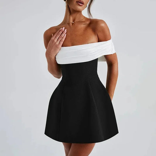 Women's Two Tone Mini Dress for Weddings and Parties