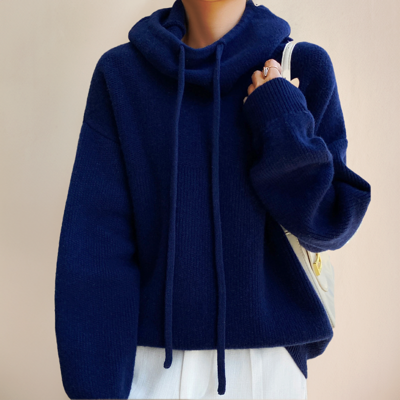 Women's Knitted Stand Collar Hoodie view 8