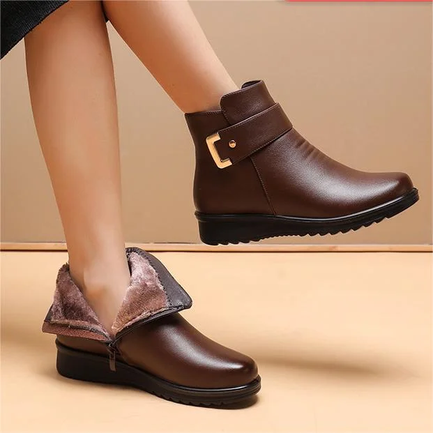 Women's Fleece Lined Buckle Detail Ankle Boots view 7