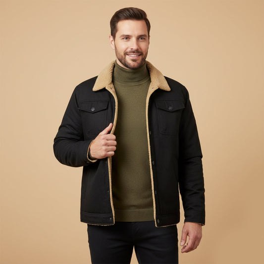 Men's Sherpa Collar Chest Pocket Winter Coat