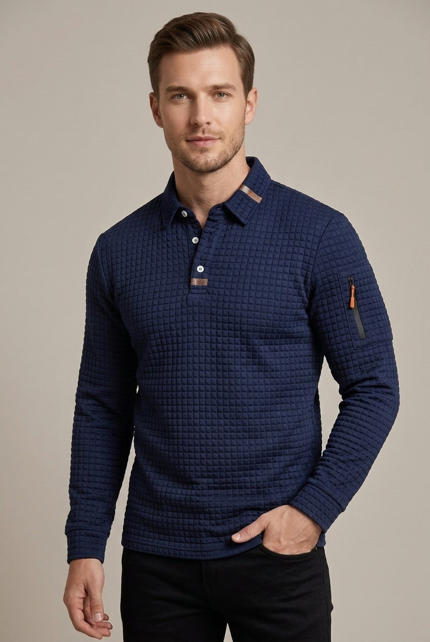 Men's Padded Long Sleeve Polo Shirt view 7