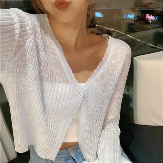 Women's Ribbed Cropped Button Front Cardigan view 2