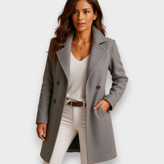 Women's Lapel Collar Button Front Casual Overcoat view 2