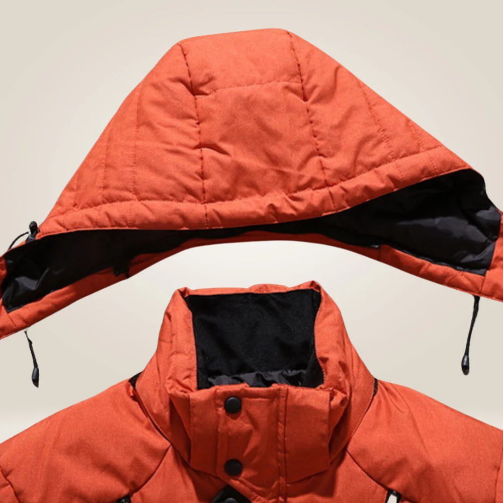 Men's Orange Hooded Winter Coat