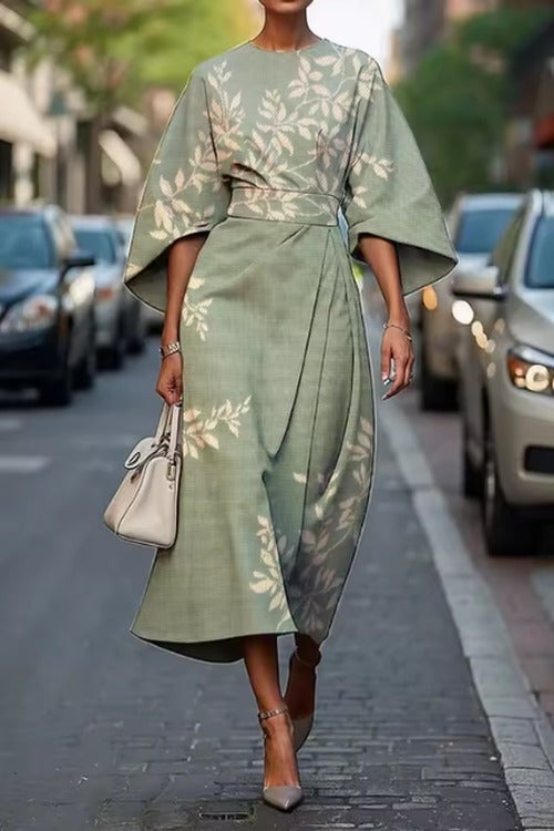 Women's Floral Floral Belted Wedding Guest Dress