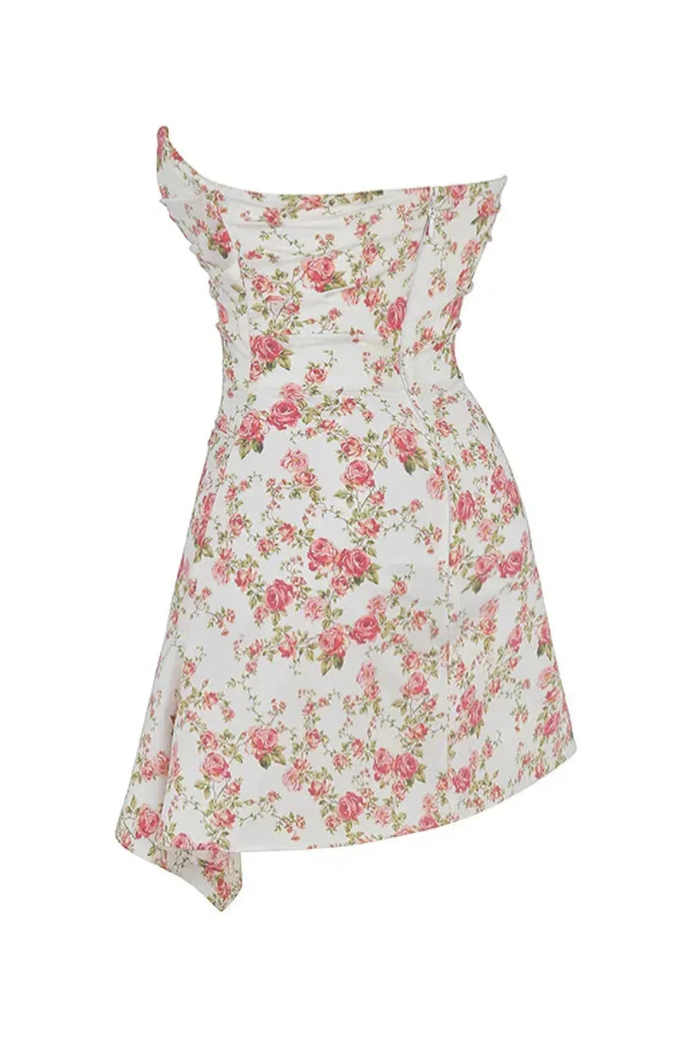 Women's Pink Floral Strapless Mini Dress