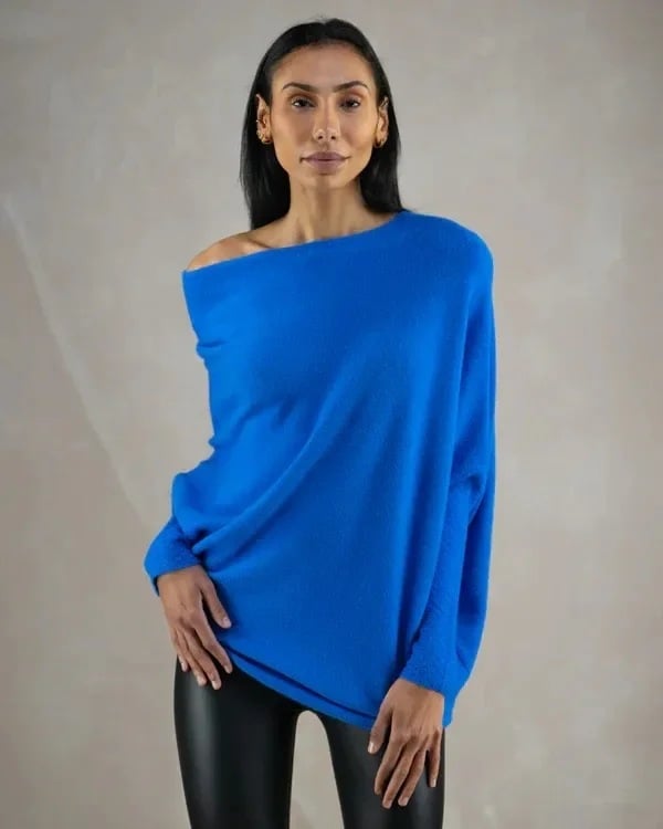 Women's Light Gray Jumper in Blue