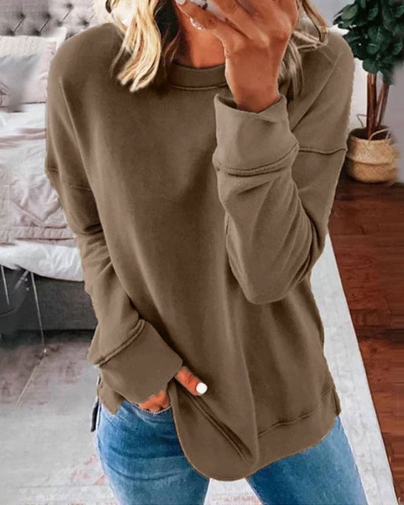 Women's Knitted Relaxed Fit Crew Neck Long Sleeve Jumper view 4