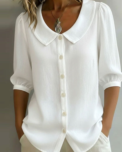 Women's Peter Pan Collar Three Quarter Sleeve Blouse view 3