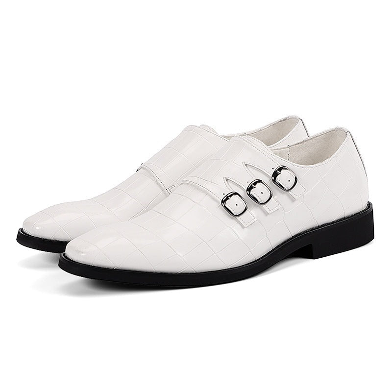 Men's Square Toe Brogue Detail Walking Shoes in White