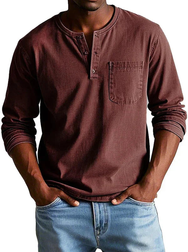 Men's Long Sleeve Casual Shirt in Red