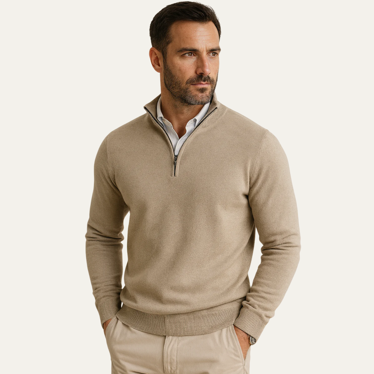Men's Zip Up Stand Collar Jumper