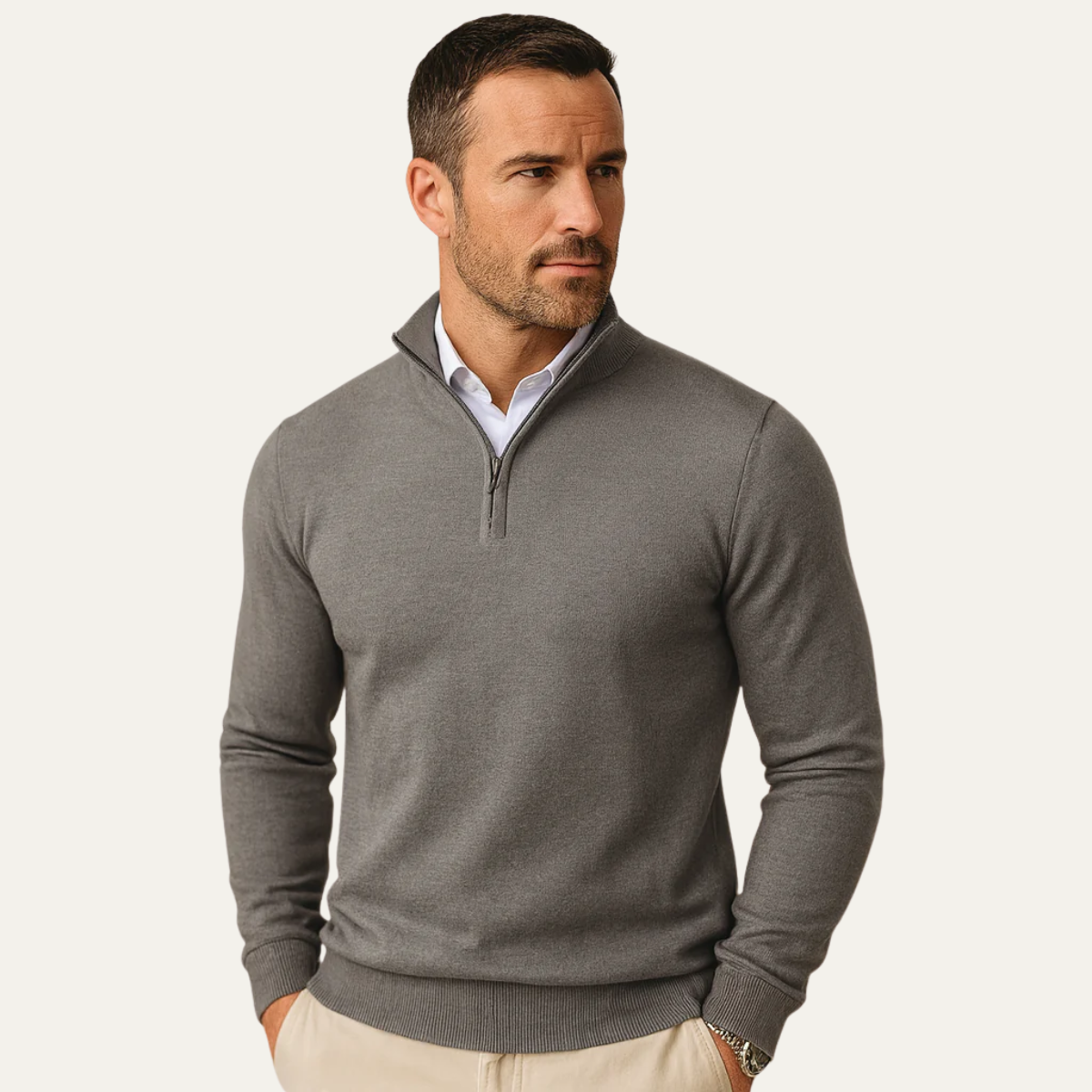 Men's Zip Up Stand Collar Jumper
