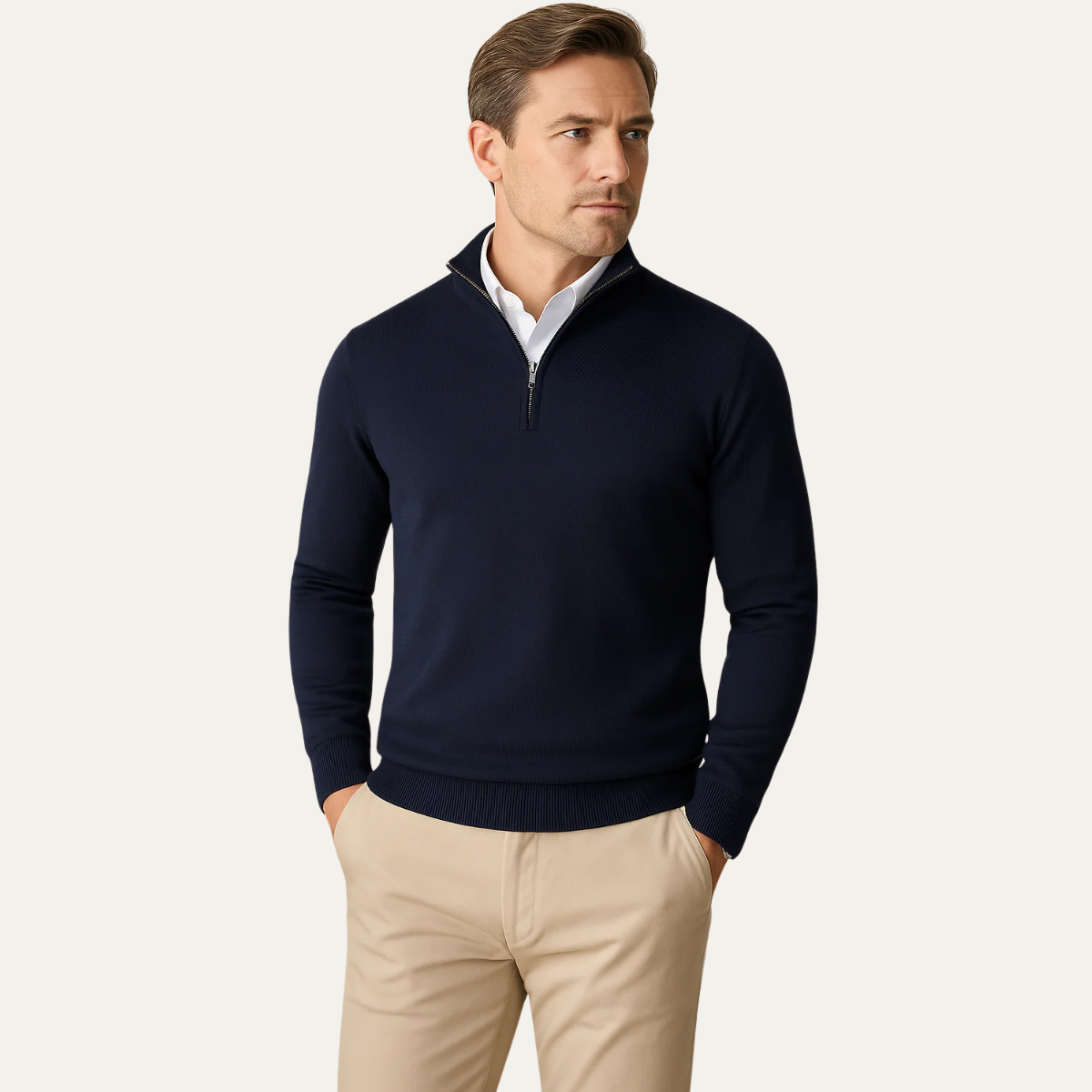Men's Zip Up Stand Collar Jumper