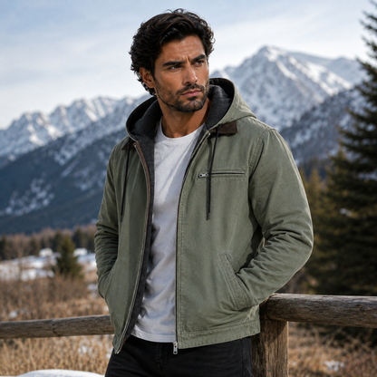 Men's Hooded Fleece Lined Winter Coat