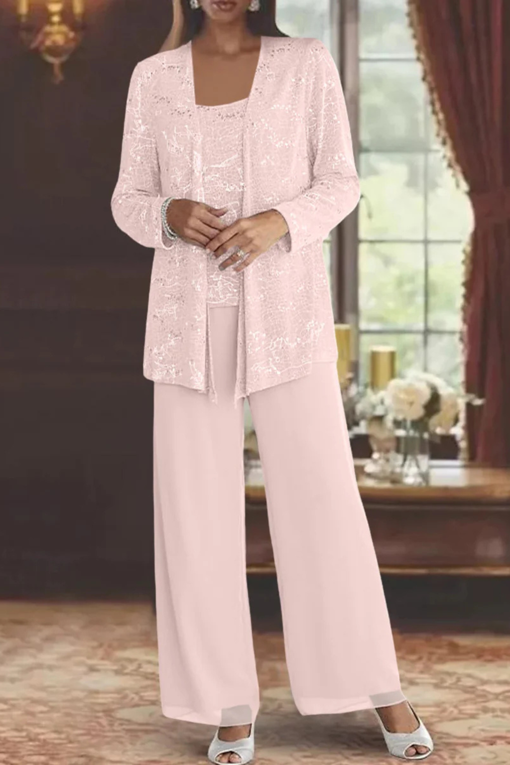 Women's Wide Leg Sequin Trousers