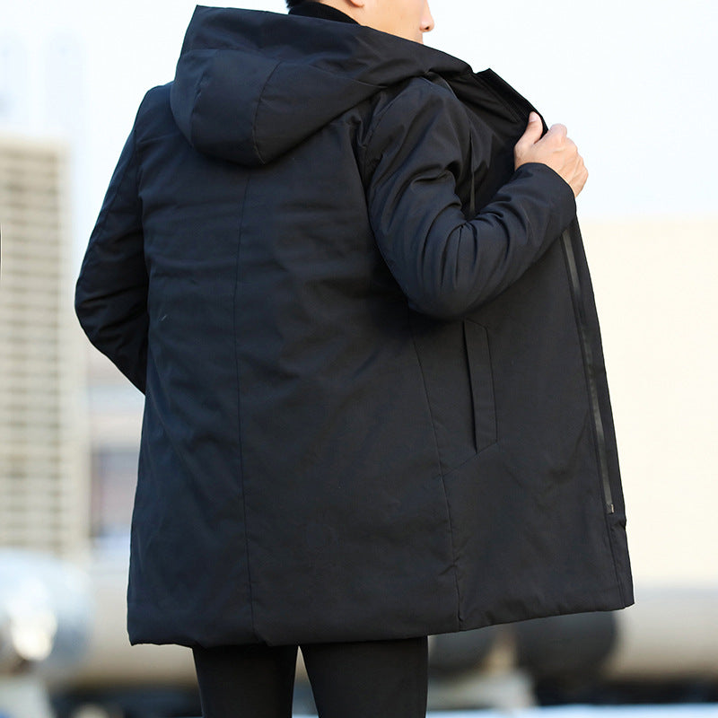Men's Longline Hooded Waterproof Quilted Overcoat