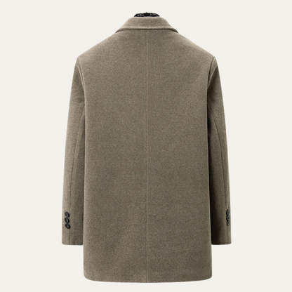Men's Fur Lined Longline Overcoat with Scarf