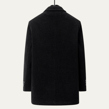 Men's Fur Lined Longline Overcoat with Scarf