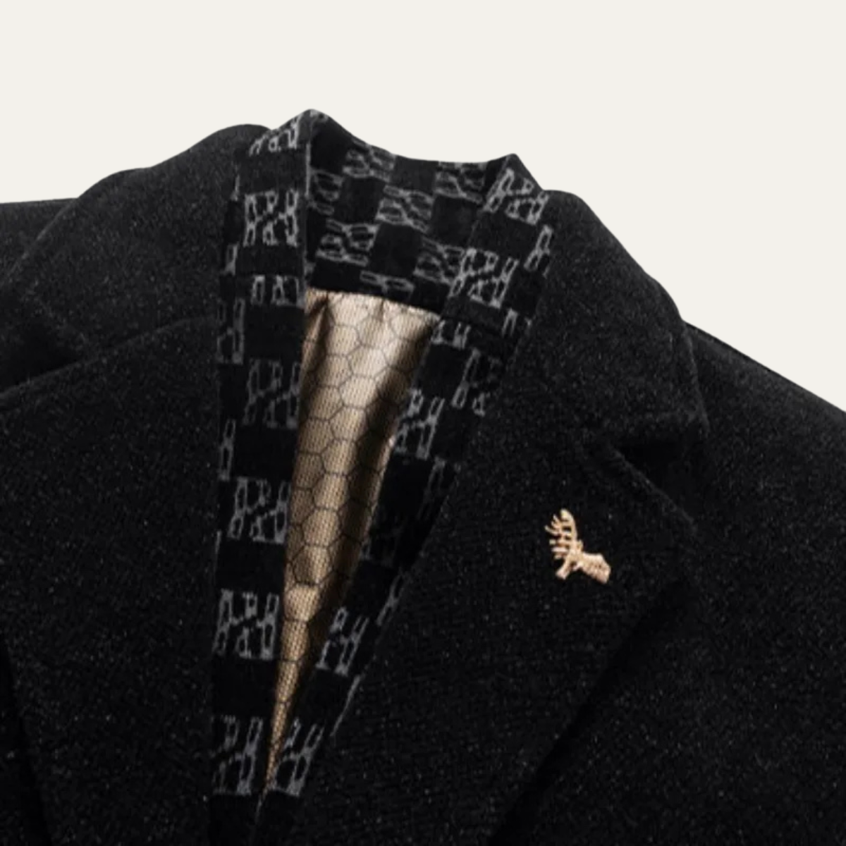 Men's Fur Lined Longline Overcoat with Scarf