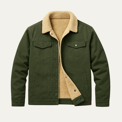 Men's Beige Fleece Lined Winter Coat
