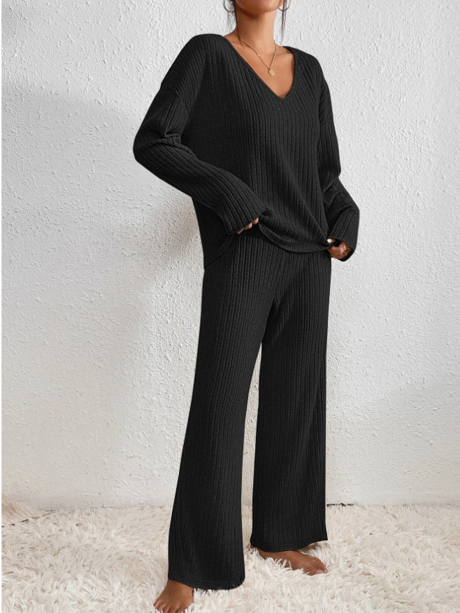 Women's Ribbed V Neck Two Piece Set view 8