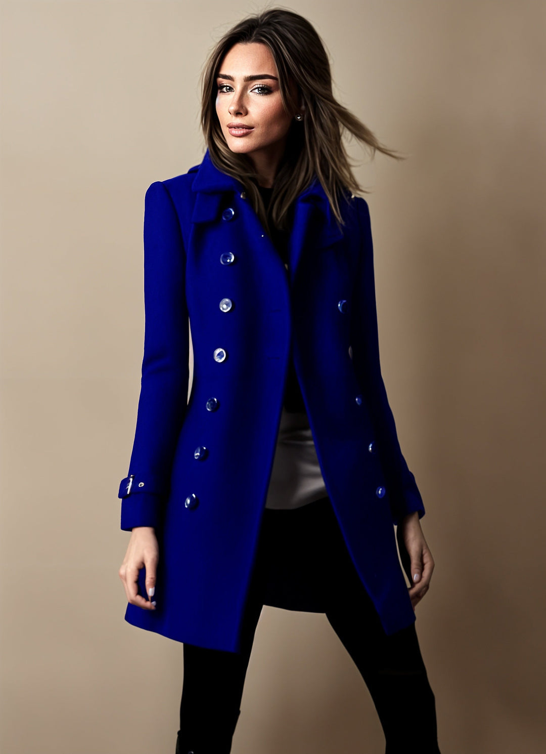 Women's Notch Lapel Double Breasted Longline Overcoat