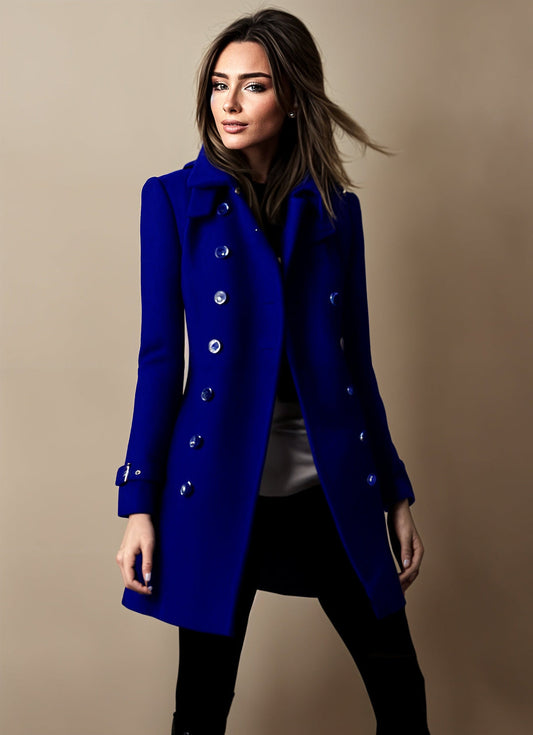 Women's Notch Lapel Double Breasted Longline Overcoat