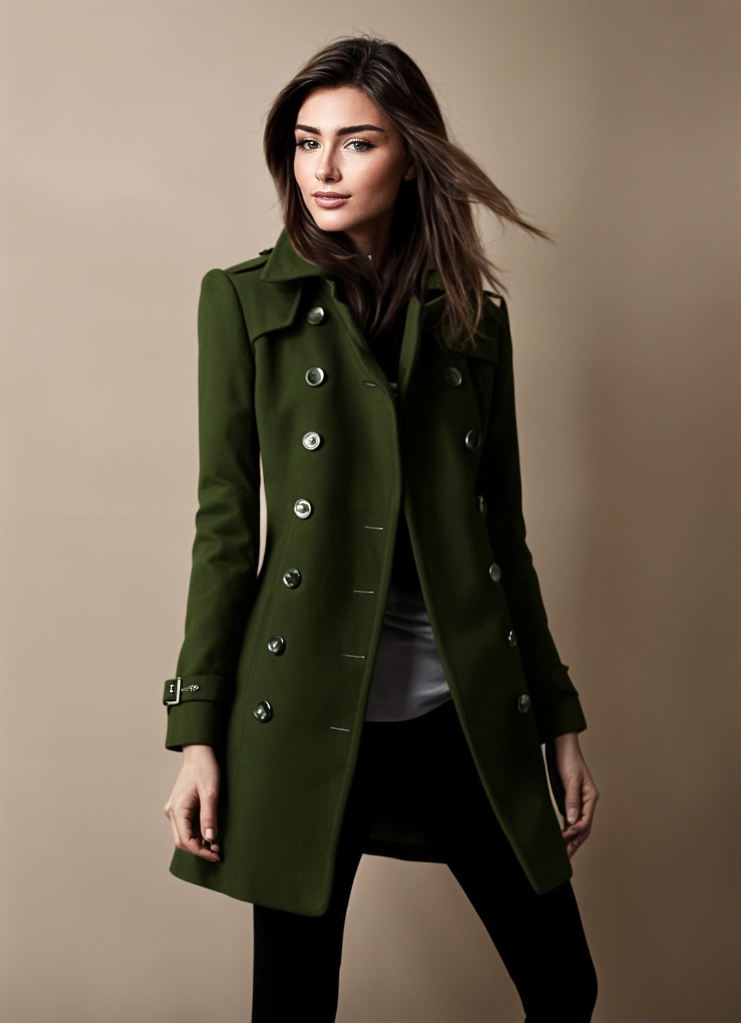Women's Notch Lapel Double Breasted Longline Overcoat view 2