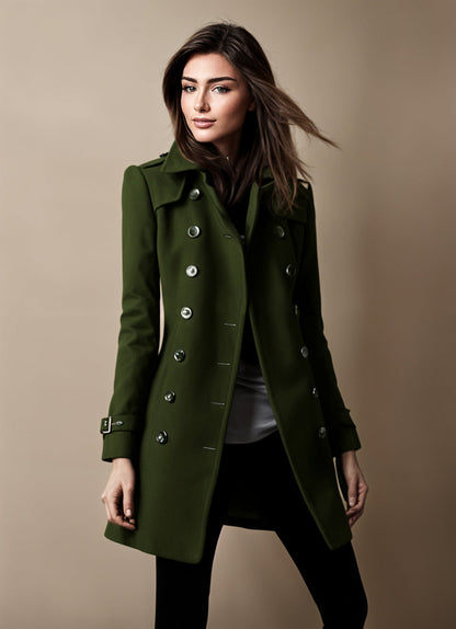 Women's Notch Lapel Double Breasted Longline Overcoat view 2