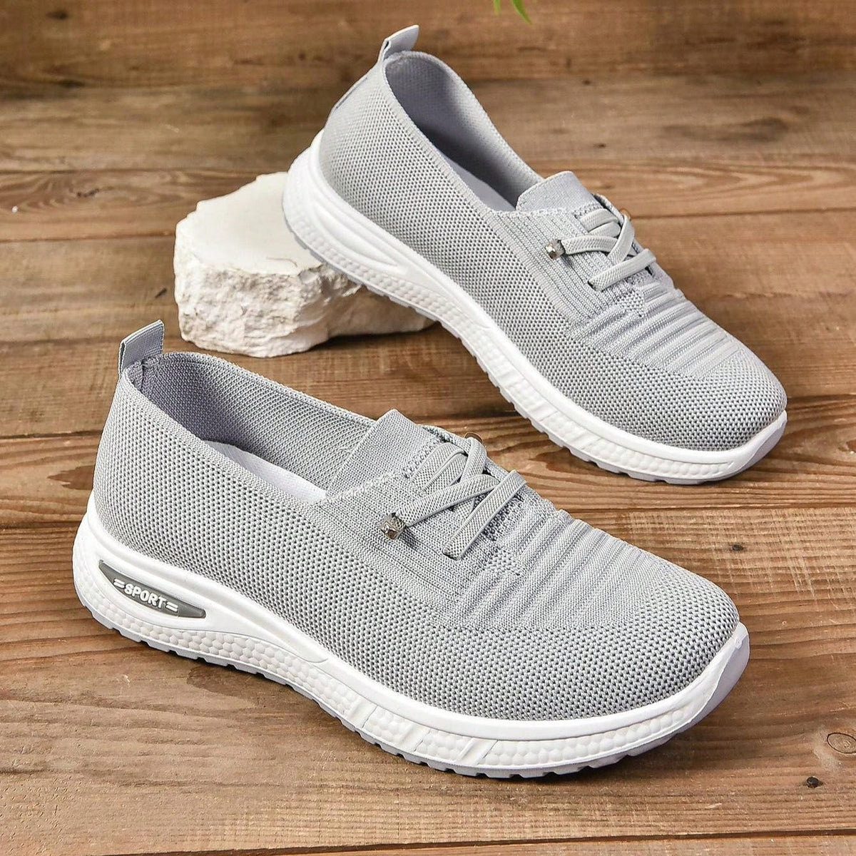 Women's Grey Slip On Active Trainers for the Gym