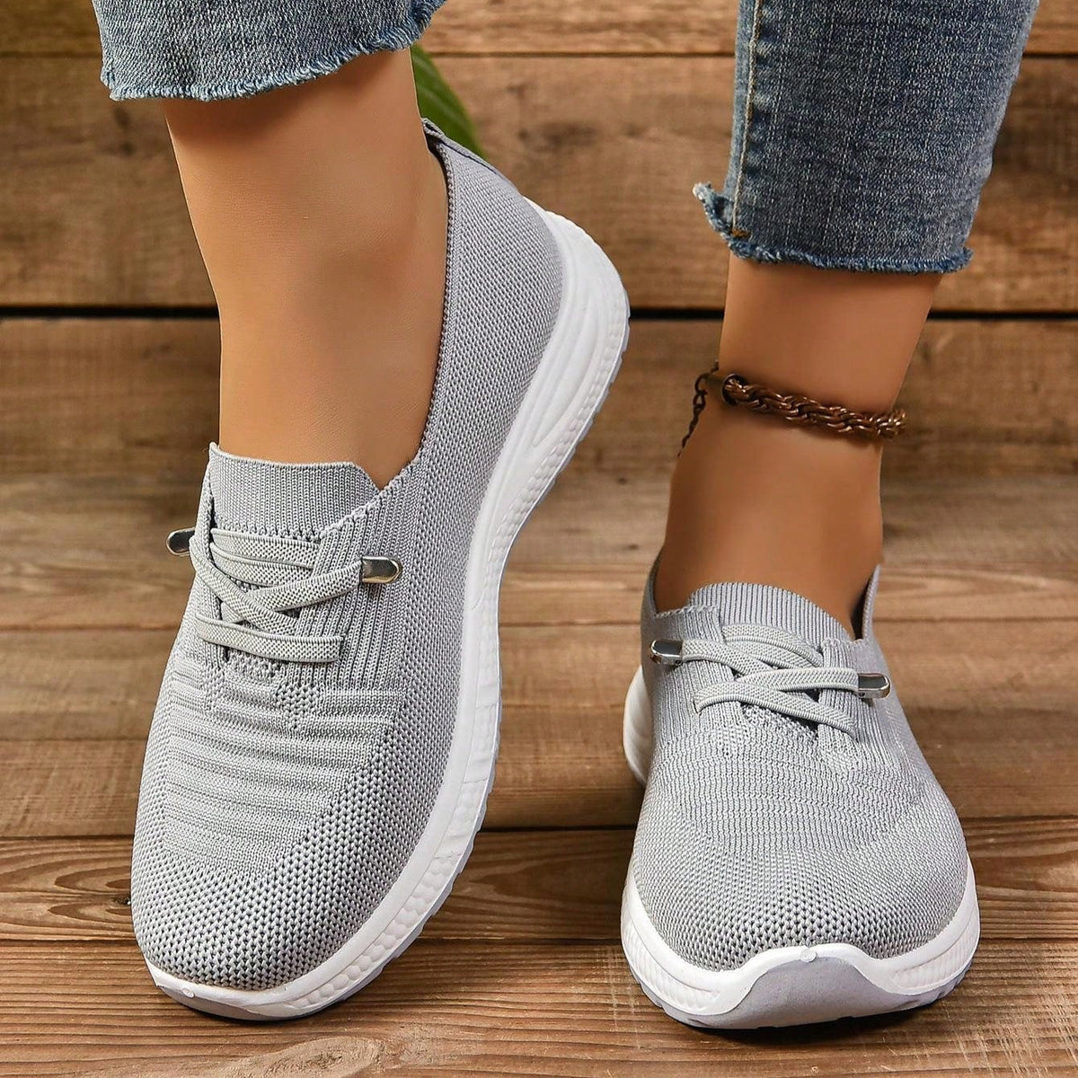 Women's Grey Slip On Active Trainers for the Gym
