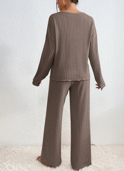 Women's Ribbed V Neck Two Piece Set view 7