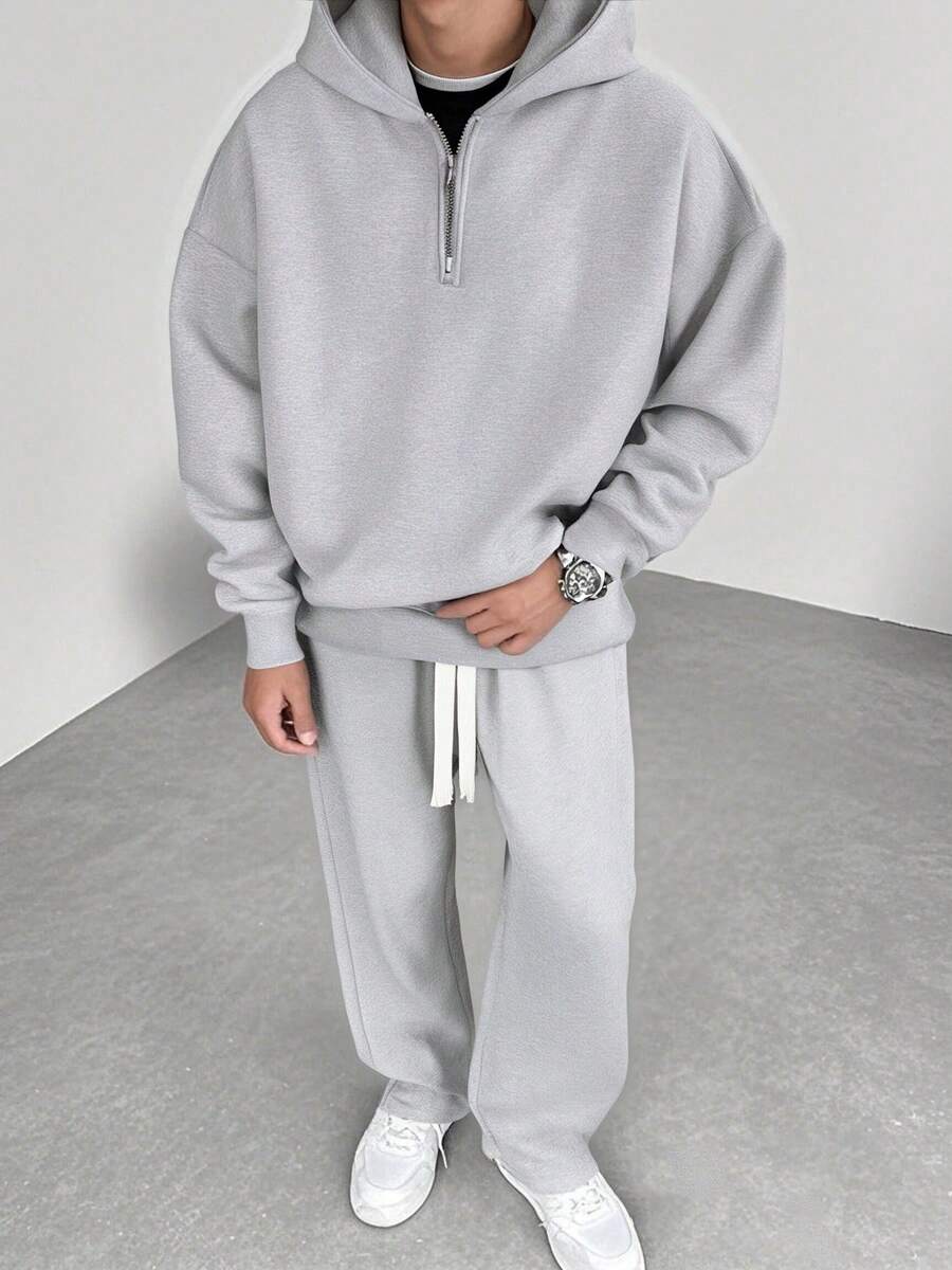 Men's Knitted Hooded Two Piece Set