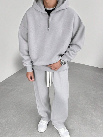 Men's Knitted Hooded Two Piece Set