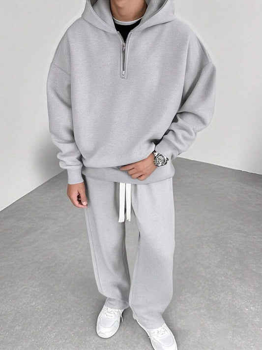 Men's Knitted Hooded Two Piece Set