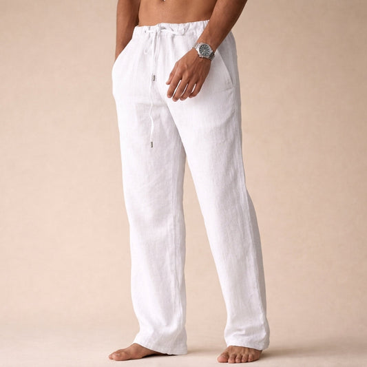 Men's Straight Leg Textured Tailored Trousers in White