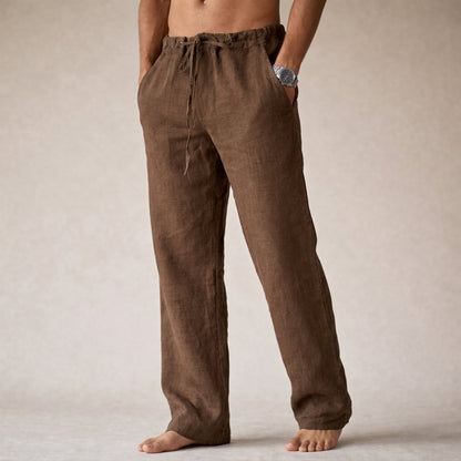 Men's Straight Leg Textured Tailored Trousers in Brown