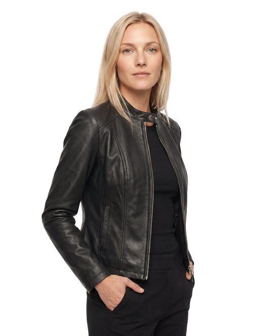 Women's Slim Fit Biker Jacket in Black