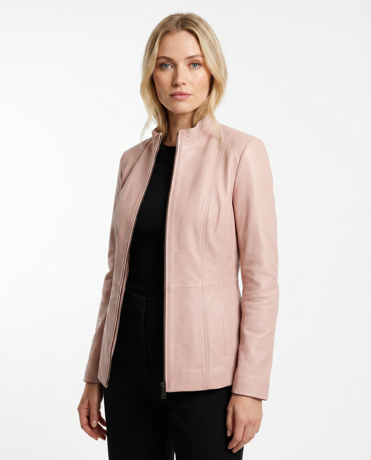 Women's Slim Fit Biker Jacket in Light Pink