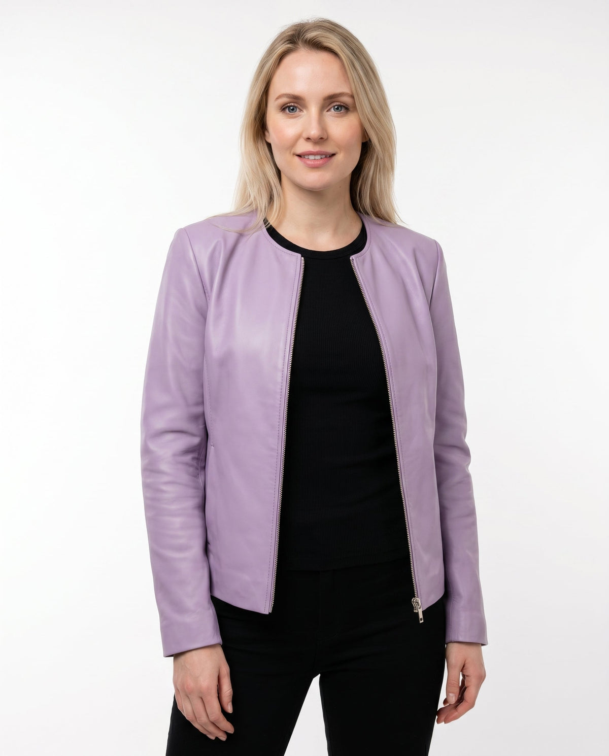 Women's Slim Fit Biker Jacket in Lilac