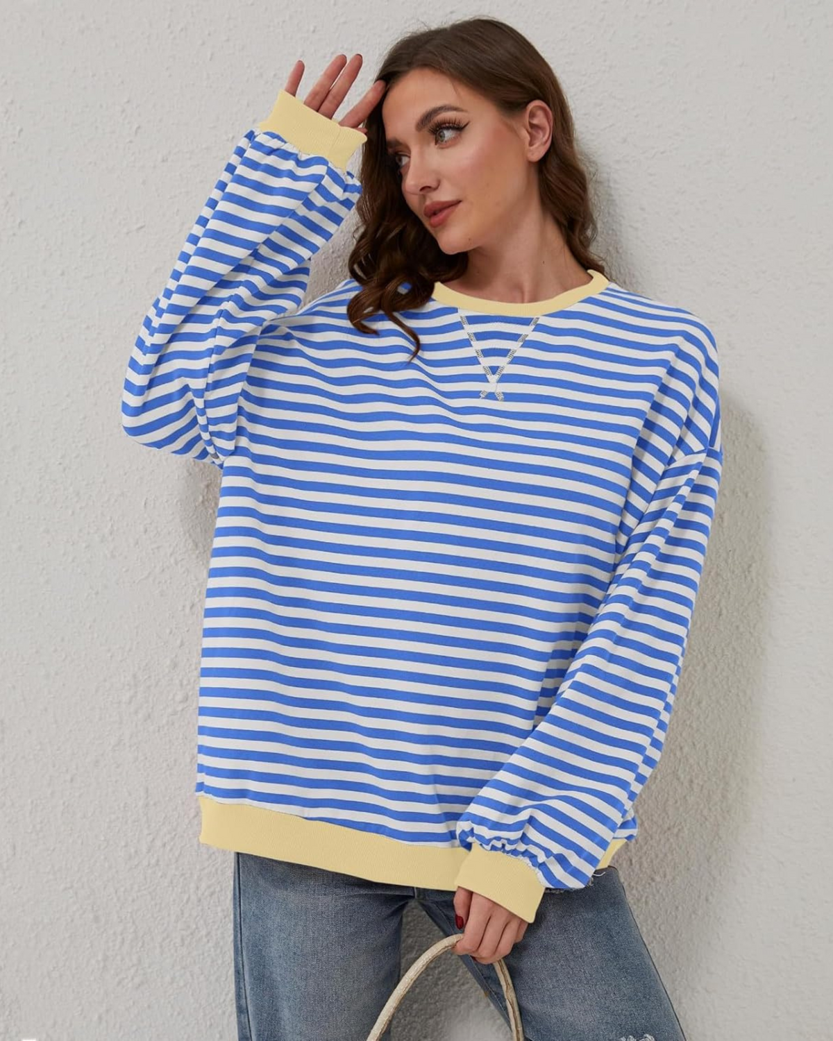 Women's Striped Knitted Long Sleeve Jumper view 4