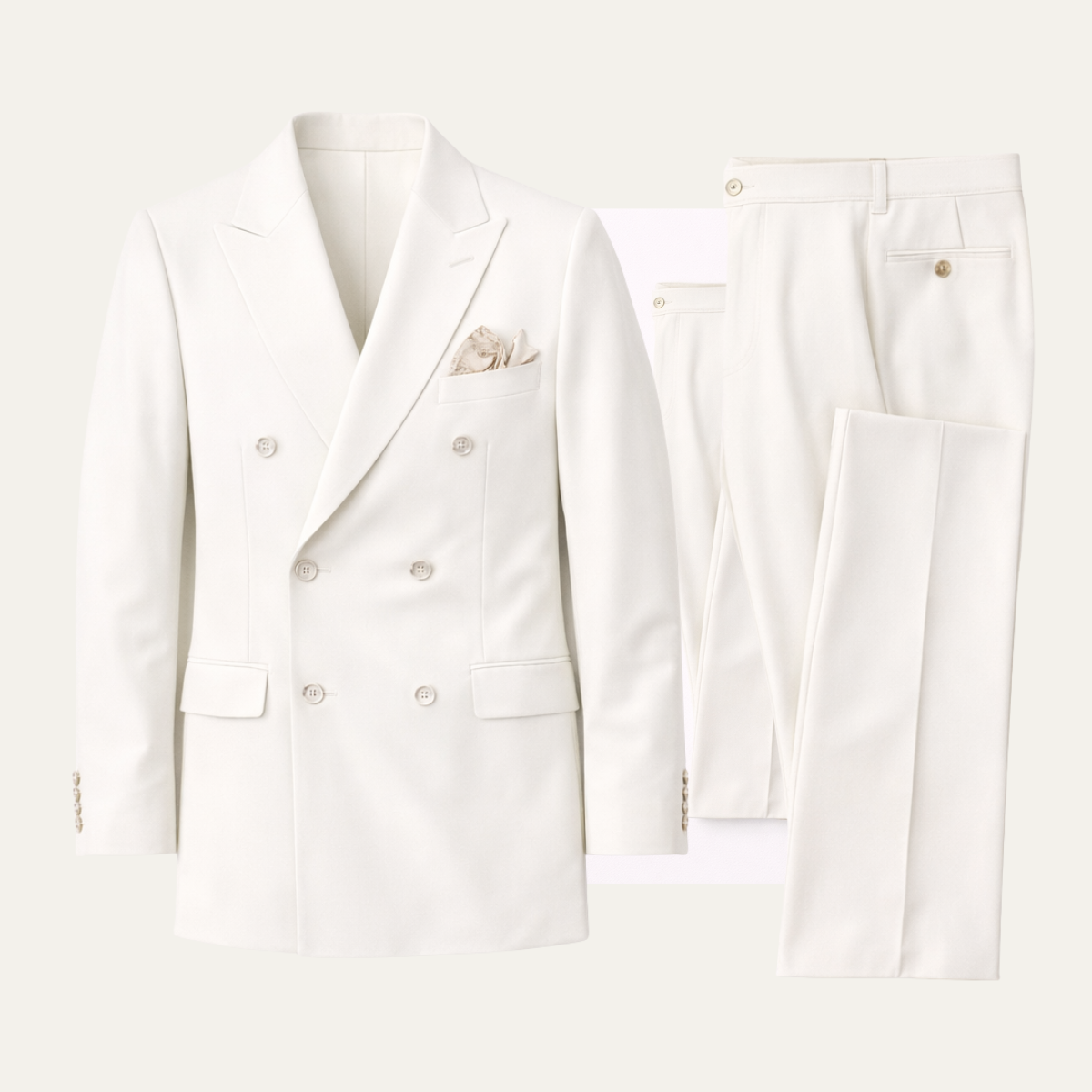Men's Double Breasted Button Front Two Piece Set for Work and Office