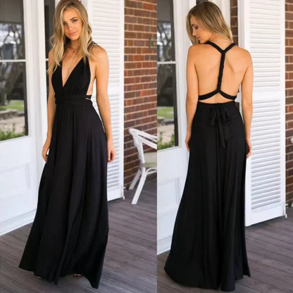 Women's Sleeveless Wrap Front Maxi Dress in Black