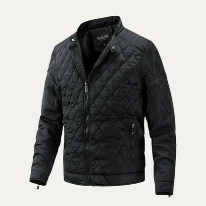 Men's Zip Detail Stand Collar Quilted Jacket