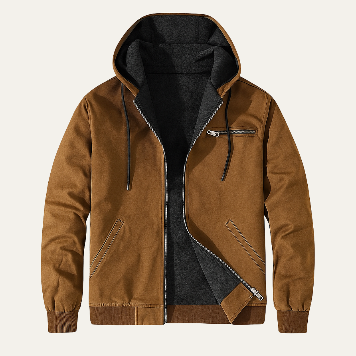 Men's Hooded Fleece Lined Winter Coat