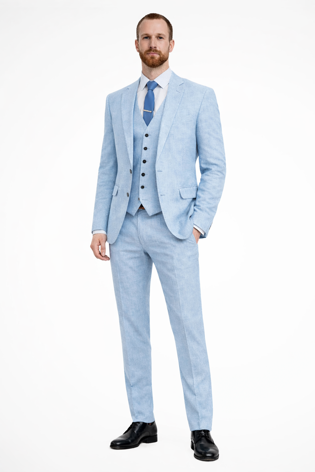 Men's Lapel Collar Button Front Three Piece Suit view 4