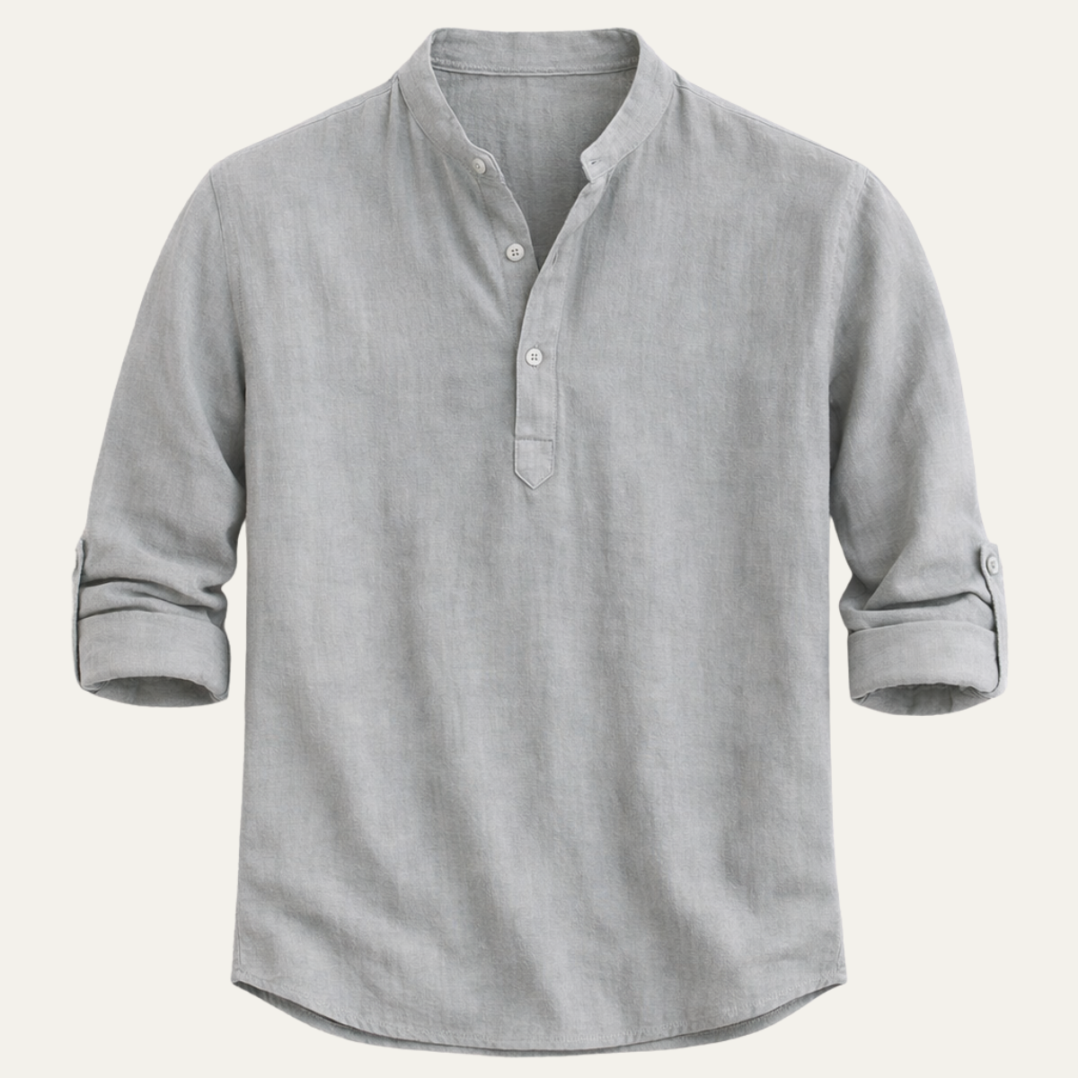 Men's Grandad Collar Roll Up Sleeve Shirt