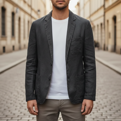 Men's Single Breasted Lightweight Blazer in Black