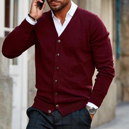 Men's Knitted Long Sleeve Cardigan